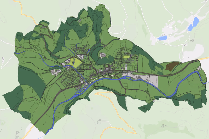 Kartenvorschau des Bodenverbrauchs der KG Straßburg Stadt