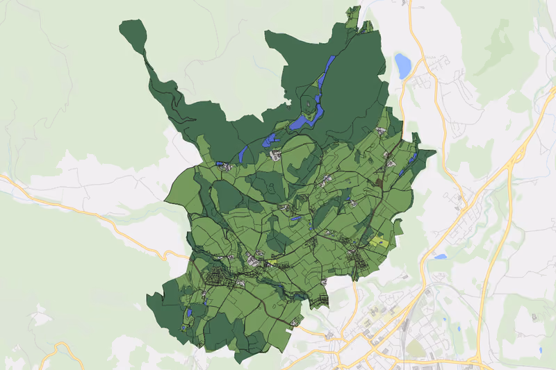 Kartenvorschau des Bodenverbrauchs der KG Obermühlbach