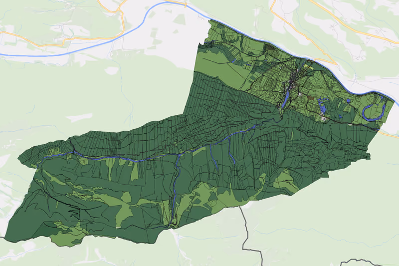 Kartenvorschau des Bodenverbrauchs der KG Vorderberg