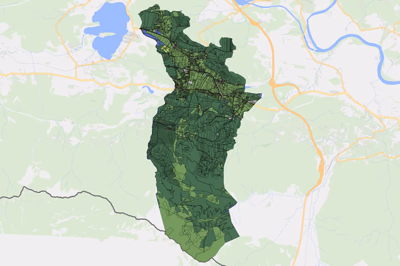 Kartenvorschau des Bodenverbrauchs der KG Ferlach
