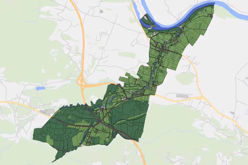Kartenvorschau des Bodenverbrauchs der KG Mühlbach
