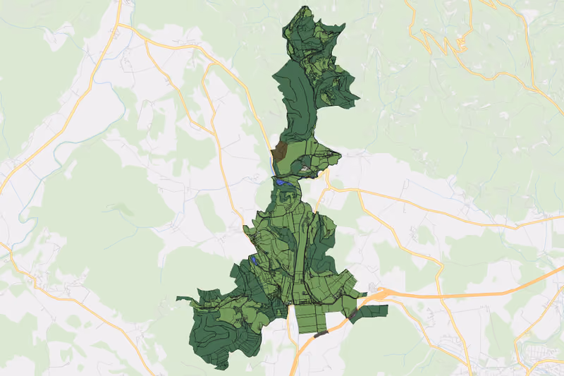 Kartenvorschau des Bodenverbrauchs der KG Korb