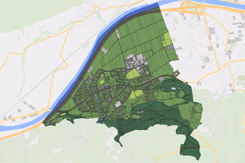 Kartenvorschau des Bodenverbrauchs der KG Volders
