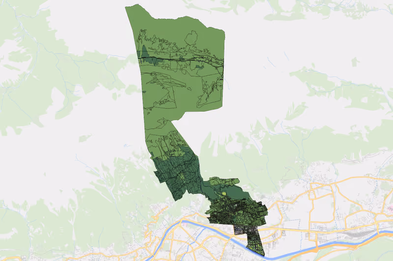 Kartenvorschau des Bodenverbrauchs der KG Arzl