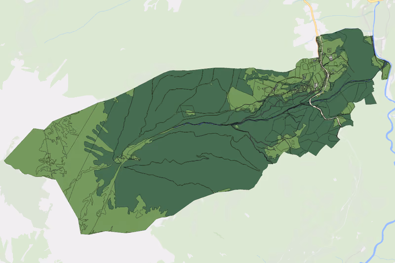 Kartenvorschau des Bodenverbrauchs der KG Kreith