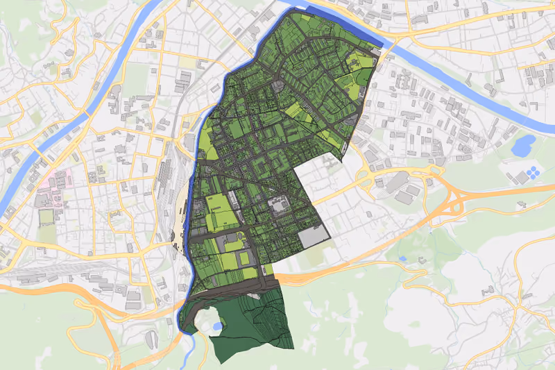Kartenvorschau des Bodenverbrauchs der KG Pradl
