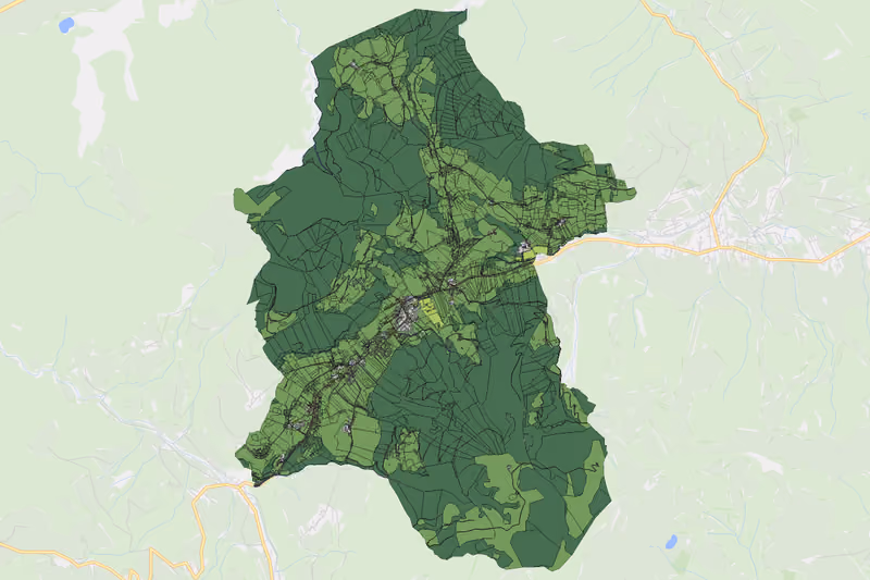 Kartenvorschau des Bodenverbrauchs der KG Oberau