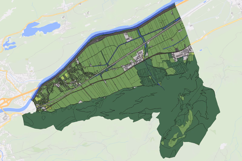 Kartenvorschau des Bodenverbrauchs der KG Radfeld