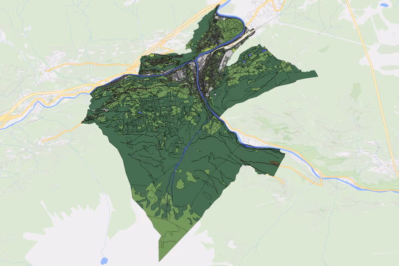 Kartenvorschau des Bodenverbrauchs der KG Landeck