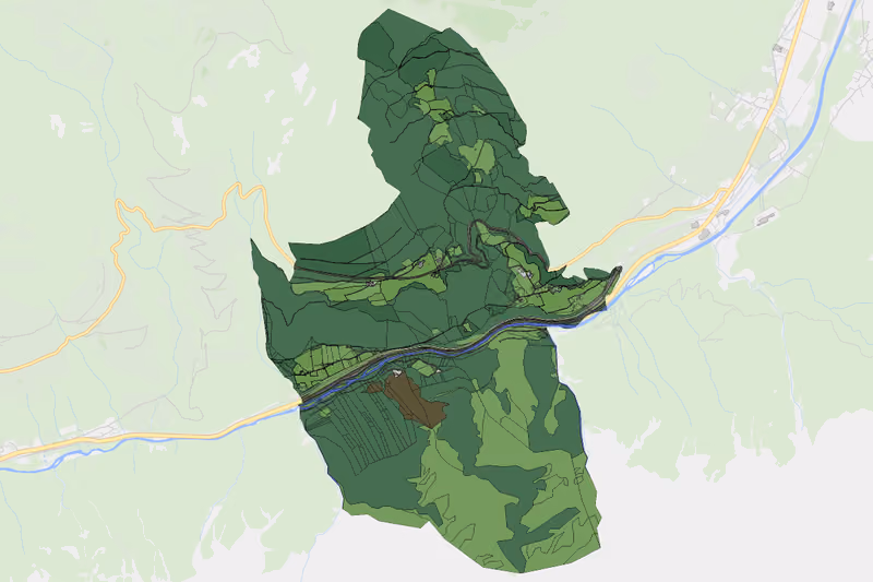 Kartenvorschau des Bodenverbrauchs der KG Burgfrieden