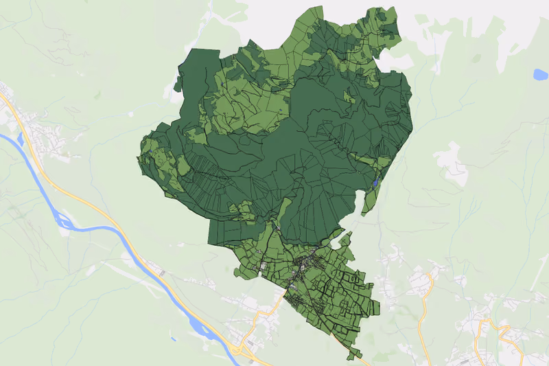 Kartenvorschau des Bodenverbrauchs der KG Oberdrum