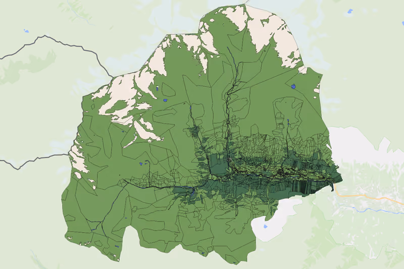 Kartenvorschau des Bodenverbrauchs der KG Prägraten am Großvenediger