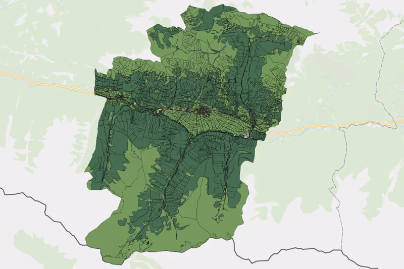 Kartenvorschau des Bodenverbrauchs der KG Obertilliach