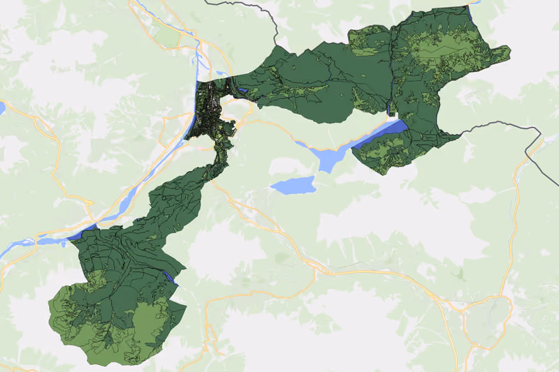Kartenvorschau des Bodenverbrauchs der KG Reutte