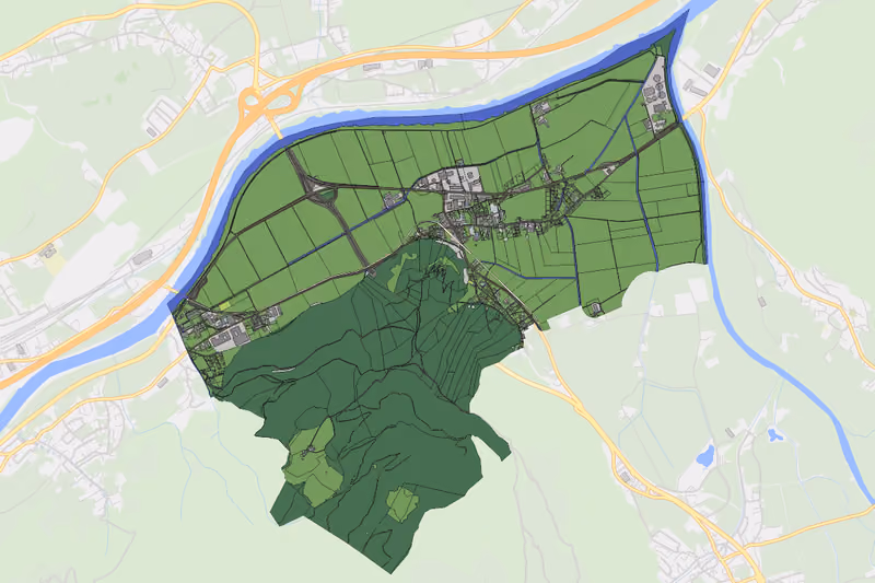 Kartenvorschau des Bodenverbrauchs der KG Straß