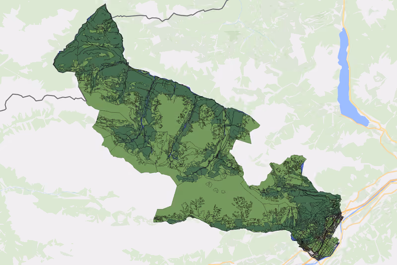 Kartenvorschau des Bodenverbrauchs der KG Vomp
