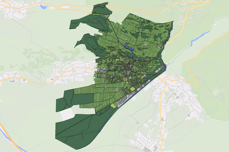 Kartenvorschau des Bodenverbrauchs der KG Thüringen