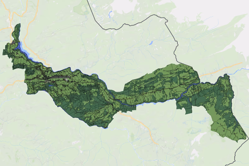 Kartenvorschau des Bodenverbrauchs der KG Hittisau