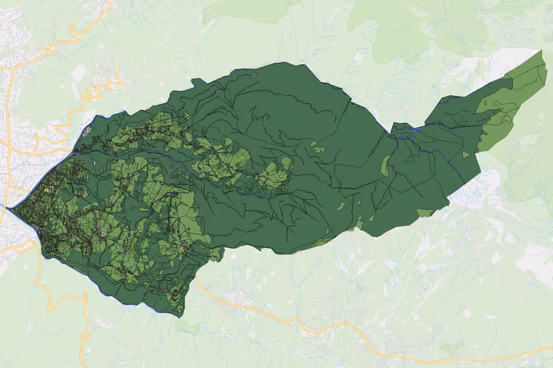 Kartenvorschau des Bodenverbrauchs der KG Zwischenwasser